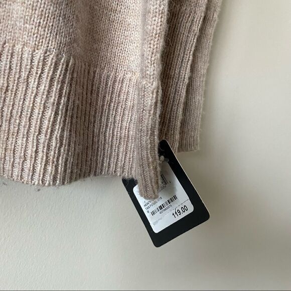 NWT-Halogen Alpaca & Wool Blend Mock Neck Cold Shoulder Cream Sweater - Picture 11 of 13